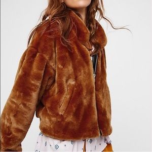 Free People Faux Fur Bomber Jacket